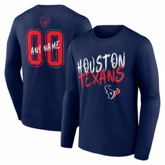 Houston Texans Hustle Personalized Name & Number Long Sleeve T-Shirt | NFL Hot