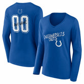 Indianapolis Colts Women's Hustle Personalized Name & Number Long Sleeve V-Neck T-Shirt | NFL Outlet