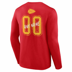 Kansas City Chiefs Hustle Personalized Name & Number Long Sleeve T-Shirt | NFL Discount