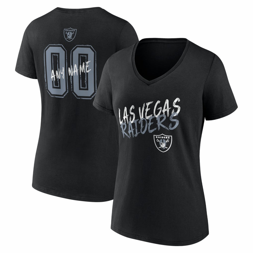 Las Vegas Raiders Women's Hustle Personalized Name & Number V-Neck T-Shirt | NFL Online