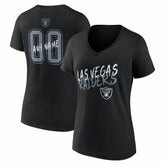 Las Vegas Raiders Women's Hustle Personalized Name & Number V-Neck T-Shirt | NFL Online
