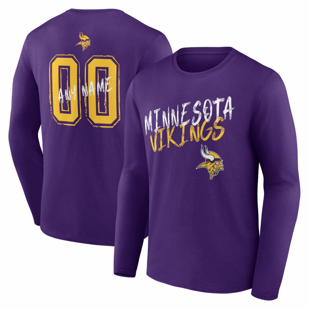 Minnesota Vikings Hustle Personalized Name & Number Long Sleeve T-Shirt | NFL On sale