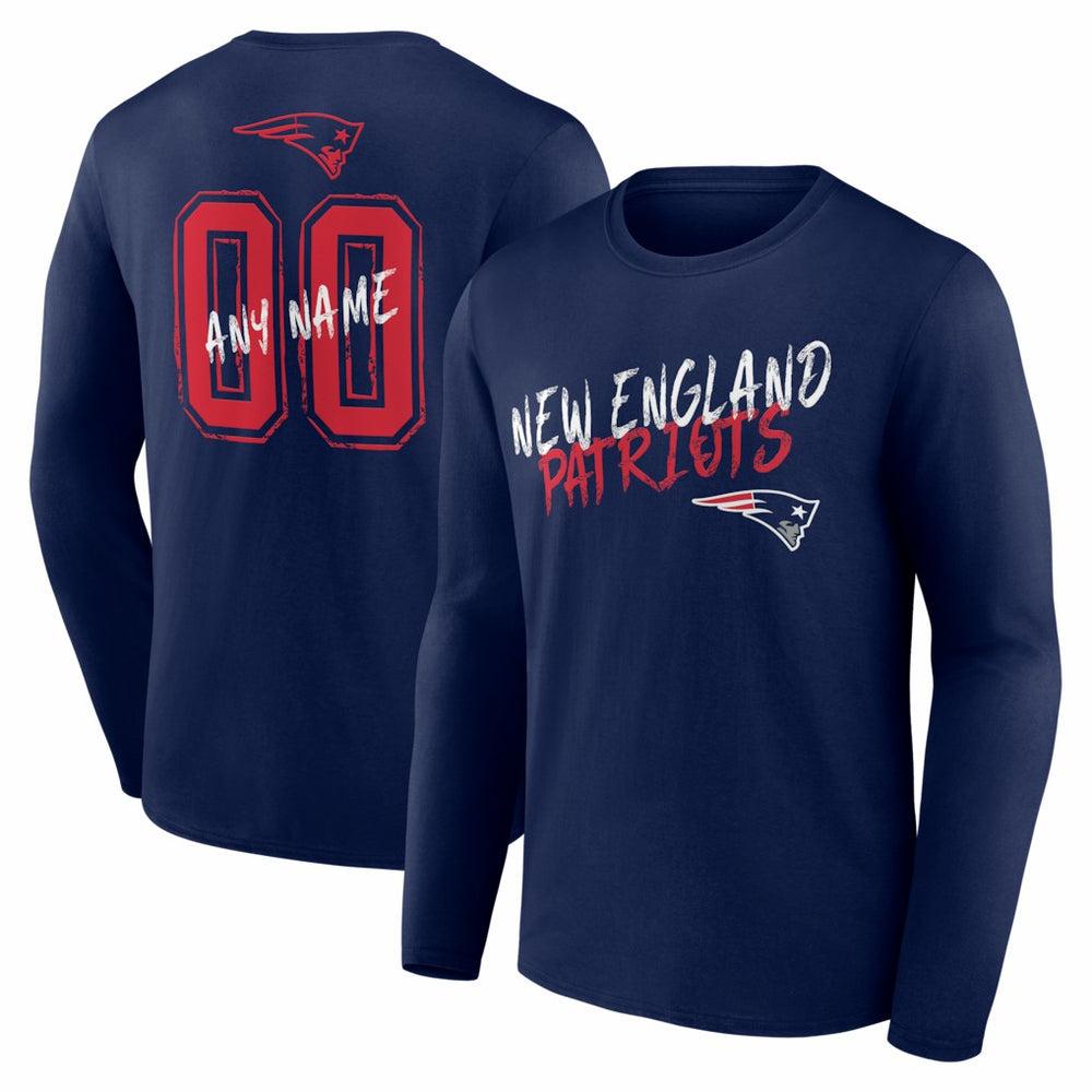 New England Patriots Hustle Personalized Name & Number Long Sleeve T-Shirt | NFL Online