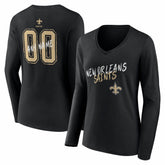 New Orleans Saints Women's Hustle Personalized Name & Number Long Sleeve V-Neck T-Shirt | NFL Outlet