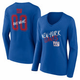 New York Giants Women's Hustle Personalized Name & Number Long Sleeve V-Neck T-Shirt | NFL Discount