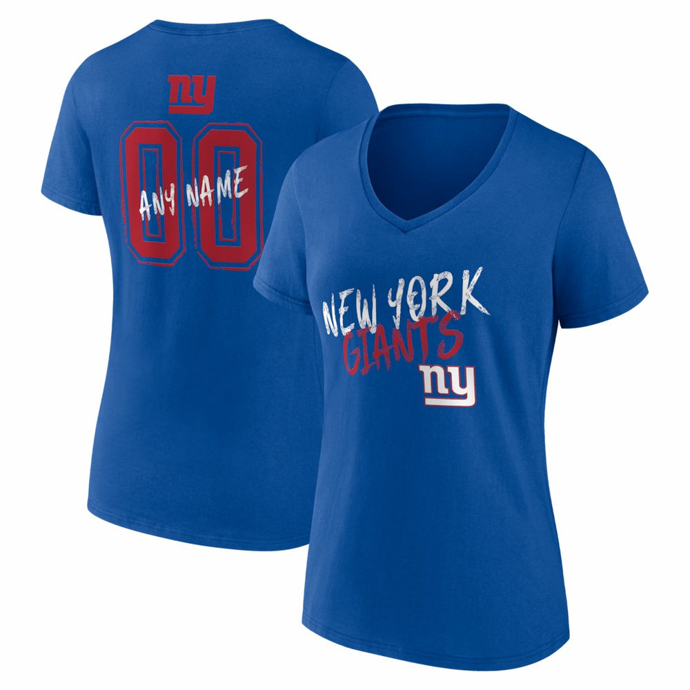New York Giants Women's Hustle Personalized Name & Number V-Neck T-Shirt | NFL Discount