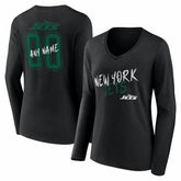 New York Jets Women's Hustle Personalized Name & Number Long Sleeve V-Neck T-Shirt | NFL Outlet
