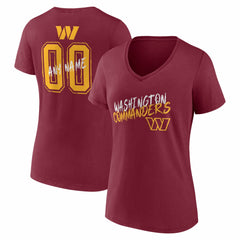 Washington Commanders Women's Hustle Personalized Name & Number V-Neck T-Shirt | NFL Online