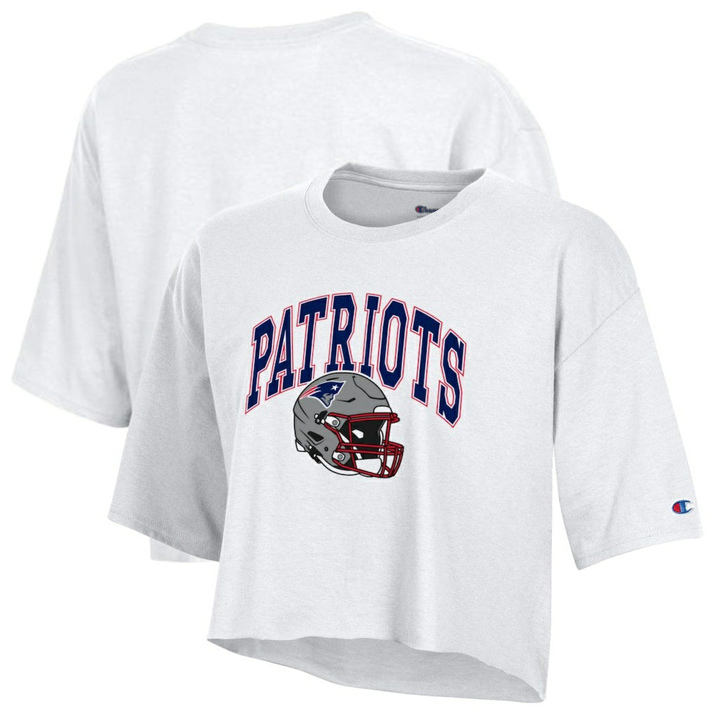 New England Patriots Women's Boyfriend Cropped T-Shirt | NFL Discount