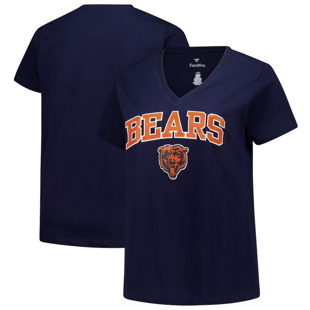 Chicago Bears Women's Plus Size Arch Over Logo V-Neck T-Shirt | NFL Sale