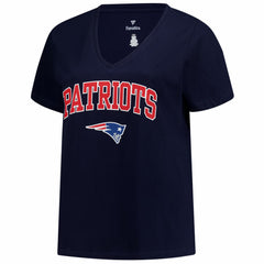 New England Patriots Women's Plus Size Arch Over Logo V-Neck T-Shirt | NFL Outlet