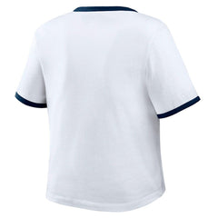 Atlanta Braves WEAR by Erin Andrews Women's Ringer Baby T-Shirt - MLB T-shirts