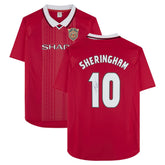 Teddy Sheringham Manchester United Autographed 1999 Red UEFA Champions League Home Jersey