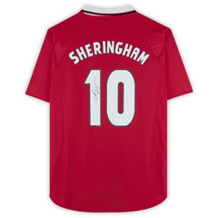 Teddy Sheringham Manchester United Autographed 1999 Red UEFA Champions League Home Jersey