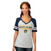 Milwaukee Brewers G-III 4Her by Carl Banks Women's Goal Line Raglan V-Neck T-Shirt - MLB T-shirts
