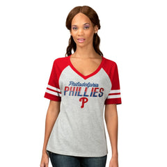 Philadelphia Phillies G-III 4Her by Carl Banks Women's Goal Line Raglan V-Neck T-Shirt - MLB T-shirts