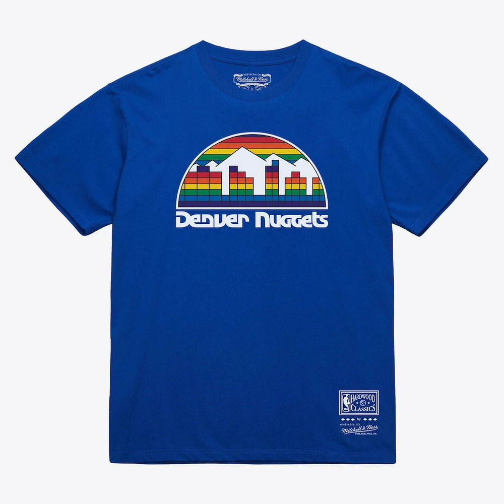 Royal Denver Nuggets Unisex Hardwood Classics Basic Logo Arch T-Shirt sale | NBA
