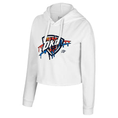 White Oklahoma City Thunder Stadium Essentials Women's Ice Cream Cropped Hoodie | NBA