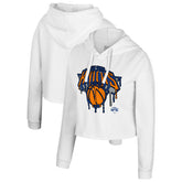 White New York Knicks Stadium Essentials Women's Ice Cream Cropped Hoodie | NBA