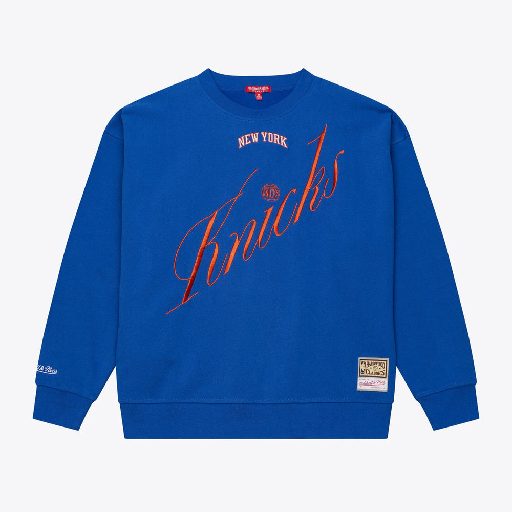 Royal New York Knicks Women's Hardwood Classics Script Lightweight Sweatshirt | NBA