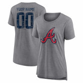 Atlanta Braves Women's Heritage Personalized Any Name & Number Tri-Blend T-Shirt - MLB T-shirts