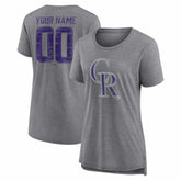 Colorado Rockies Women's Heritage Personalized Any Name & Number Tri-Blend T-Shirt - MLB T-shirts