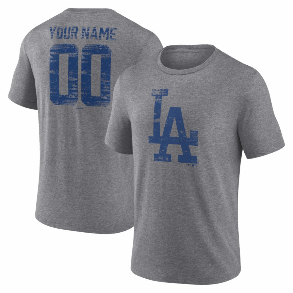 Los Angeles Dodgers Heritage Personalized Any Name & Number Tri-Blend T-Shirt - MLB T-shirts
