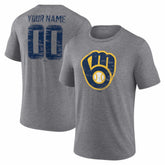 Milwaukee Brewers Heritage Personalized Any Name & Number Tri-Blend T-Shirt - MLB T-shirts