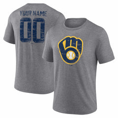 Milwaukee Brewers Heritage Personalized Any Name & Number Tri-Blend T-Shirt - MLB T-shirts
