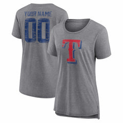 Texas Rangers Women's Heritage Personalized Any Name & Number Tri-Blend T-Shirt - MLB T-shirts