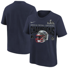 New England Patriots Youth 2025 AFC Champions Glory Shield Helmet T-Shirt | NFL Online