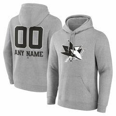 San Jose Sharks Big & Tall Personalized Name & Number Monochrome Pullover Hoodie - NHL Hoodies