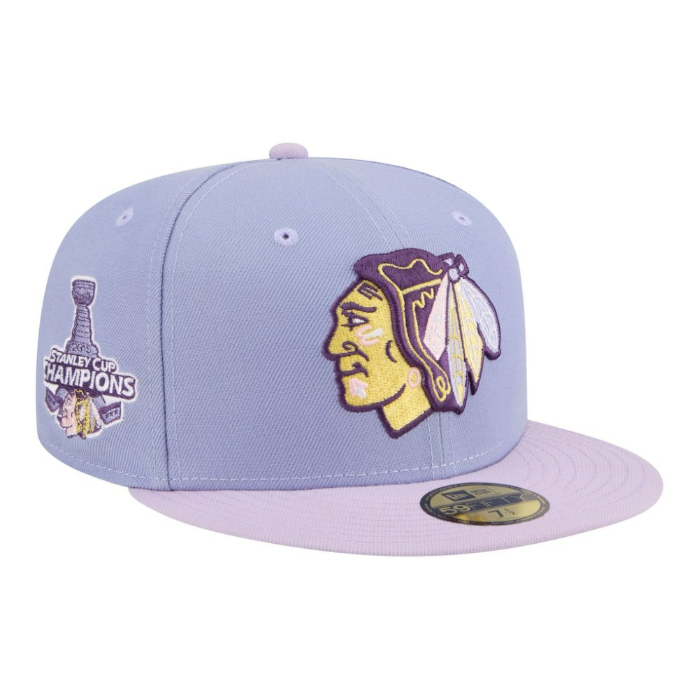 Chicago Blackhawks New Era Lavender Bloom 59FIFTY Fitted Hat - NHL Hats