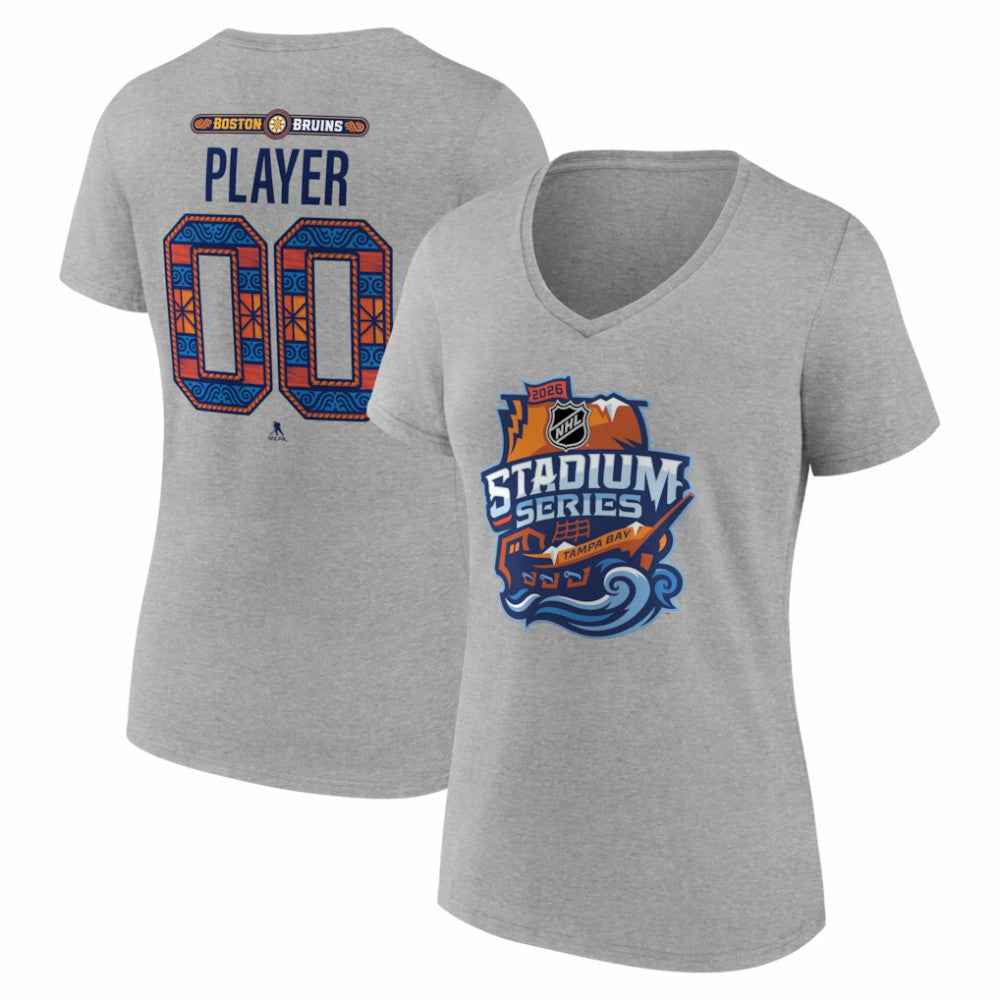 Boston Bruins Women's 2026 NHL Stadium Series Personalized Name & Number V-Neck T-Shirt - NHL T-shirts