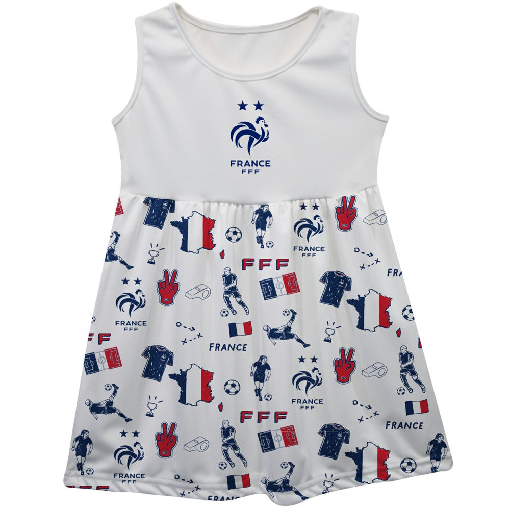 France National Team Vive La Fete Girls Toddler Impressions Artwork Tank Top Dress for sale - White