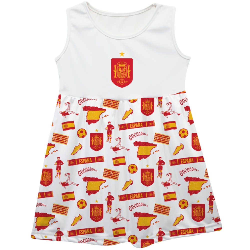 Spain National Team Vive La Fete Girls Youth Impressions Artwork Tank Top Dress for sale - White
