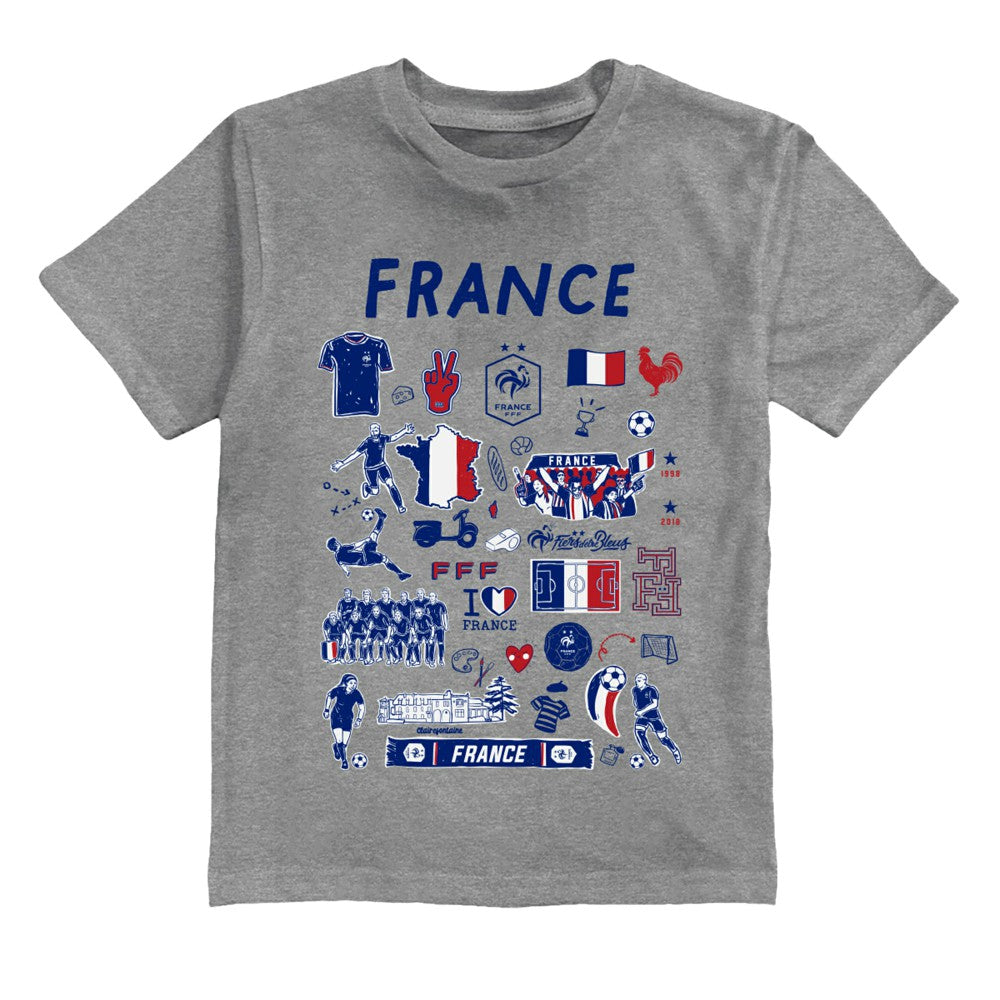 France National Team Vive La Fete Youth Impressions Artwork T-Shirt for sale - Gray