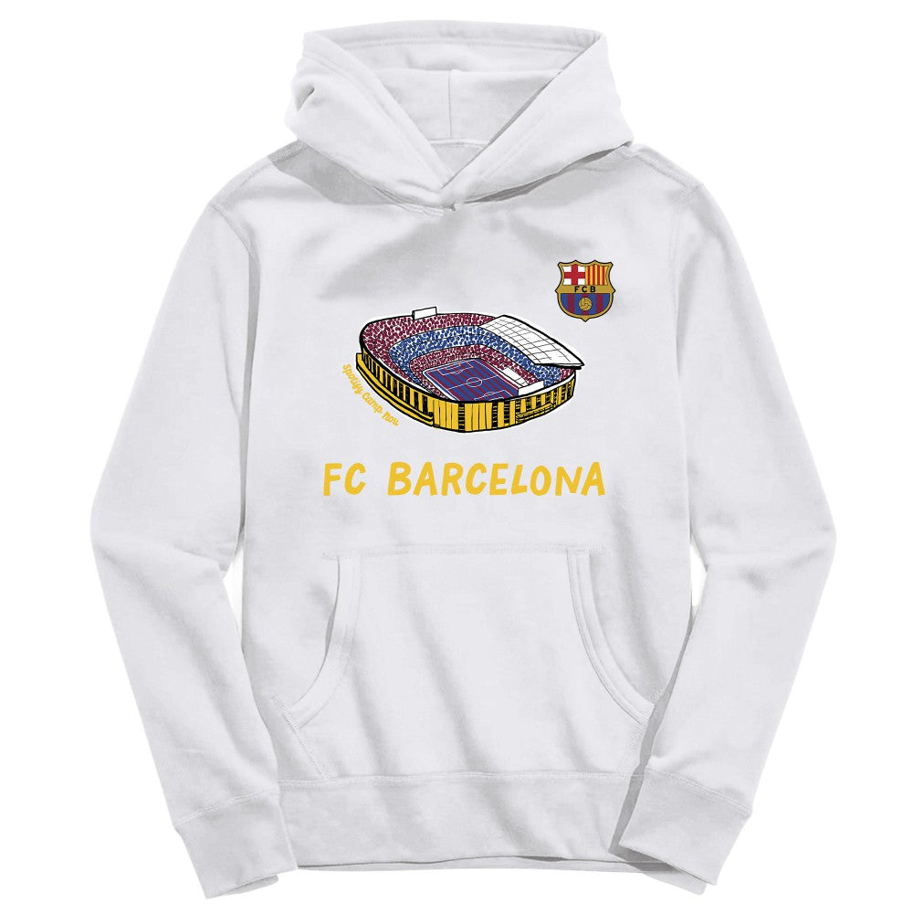 Barcelona Vive La Fete Youth Stadium Style Hoodie on sale - White