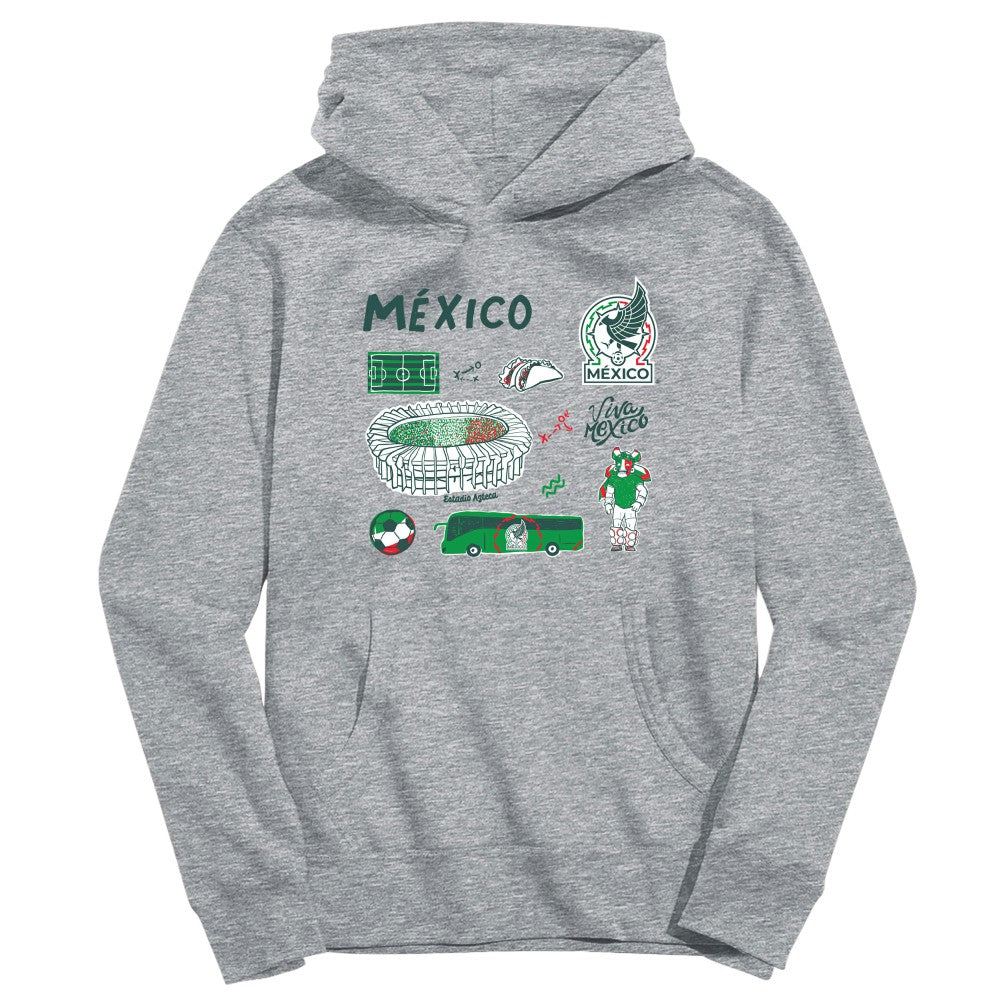 Mexico National Team Vive La Fete Toddler Impressions Icons Hoodie for sale - Gray