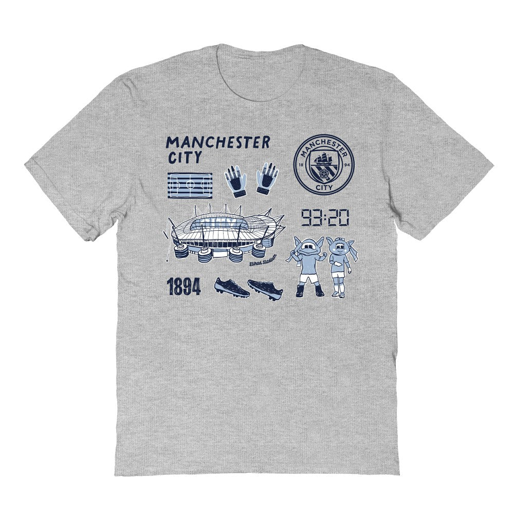 Manchester City Vive La Fete Youth Impressions Icons T-Shirt Discount - Gray