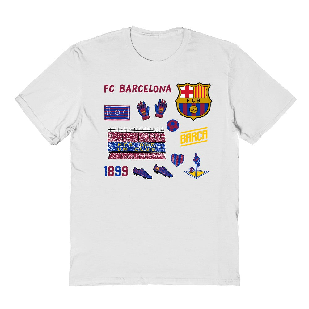 Barcelona Vive La Fete Youth Impressions Icons T-Shirt on sale - White