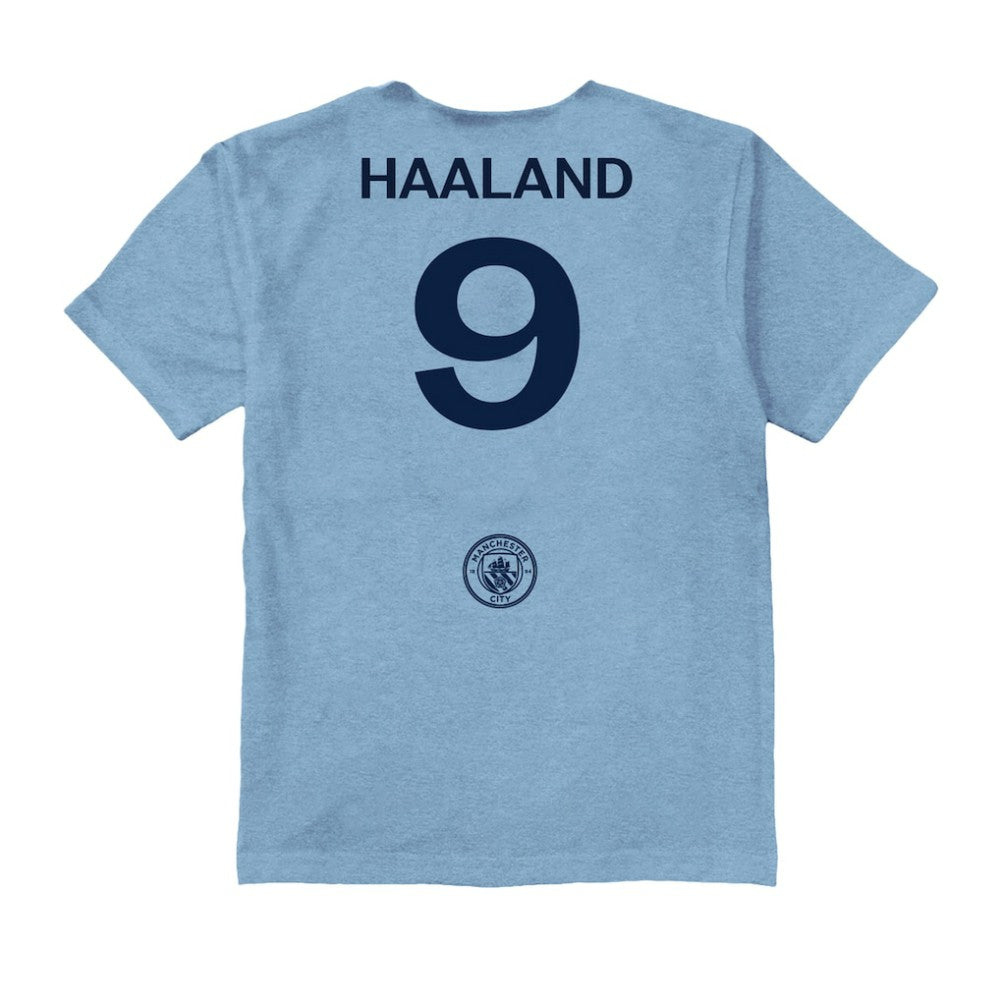 Erling Haaland Manchester City Vive La Fete Youth Player Name & Number Color Badge T-Shirt Discount - Light Blue