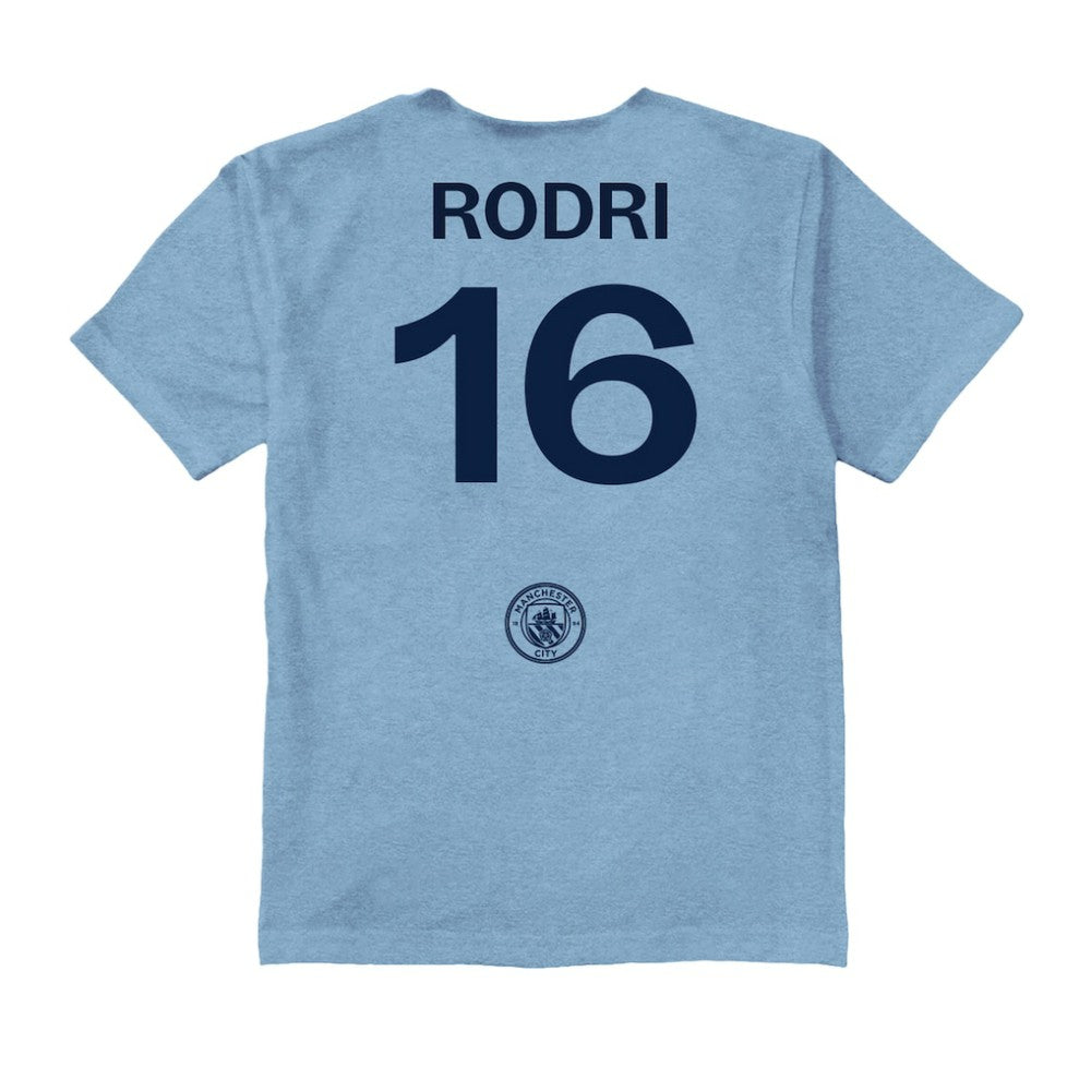 Rodri Manchester City Vive La Fete Youth Player Name & Number Color Badge T-Shirt Discount - Light Blue