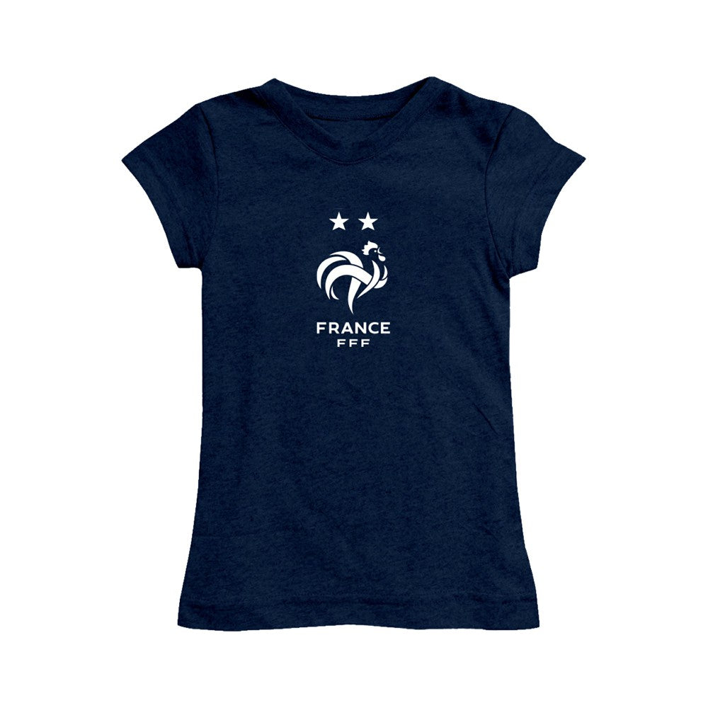 France National Team Vive La Fete Girls Youth Color Badge Fitted T-Shirt for sale - Navy