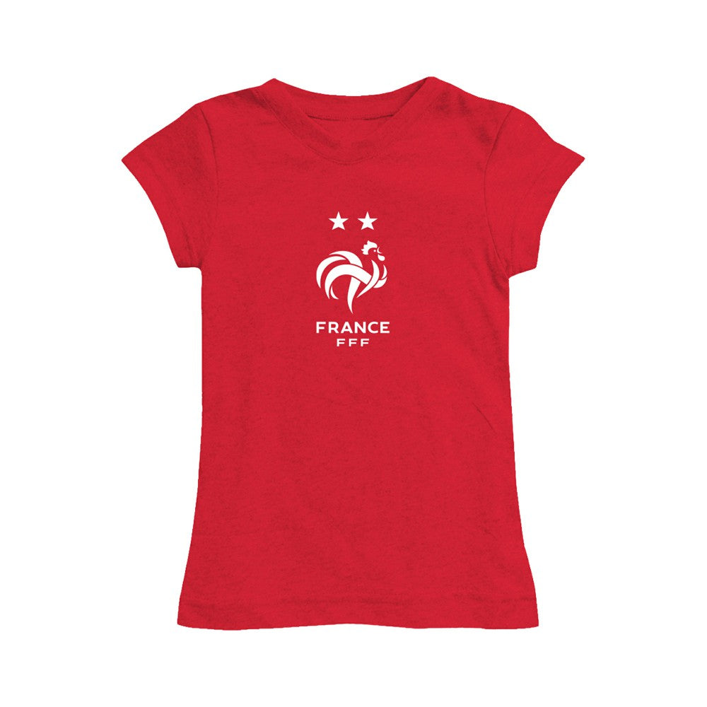France National Team Vive La Fete Girls Youth Color Badge Fitted T-Shirt for sale - Red