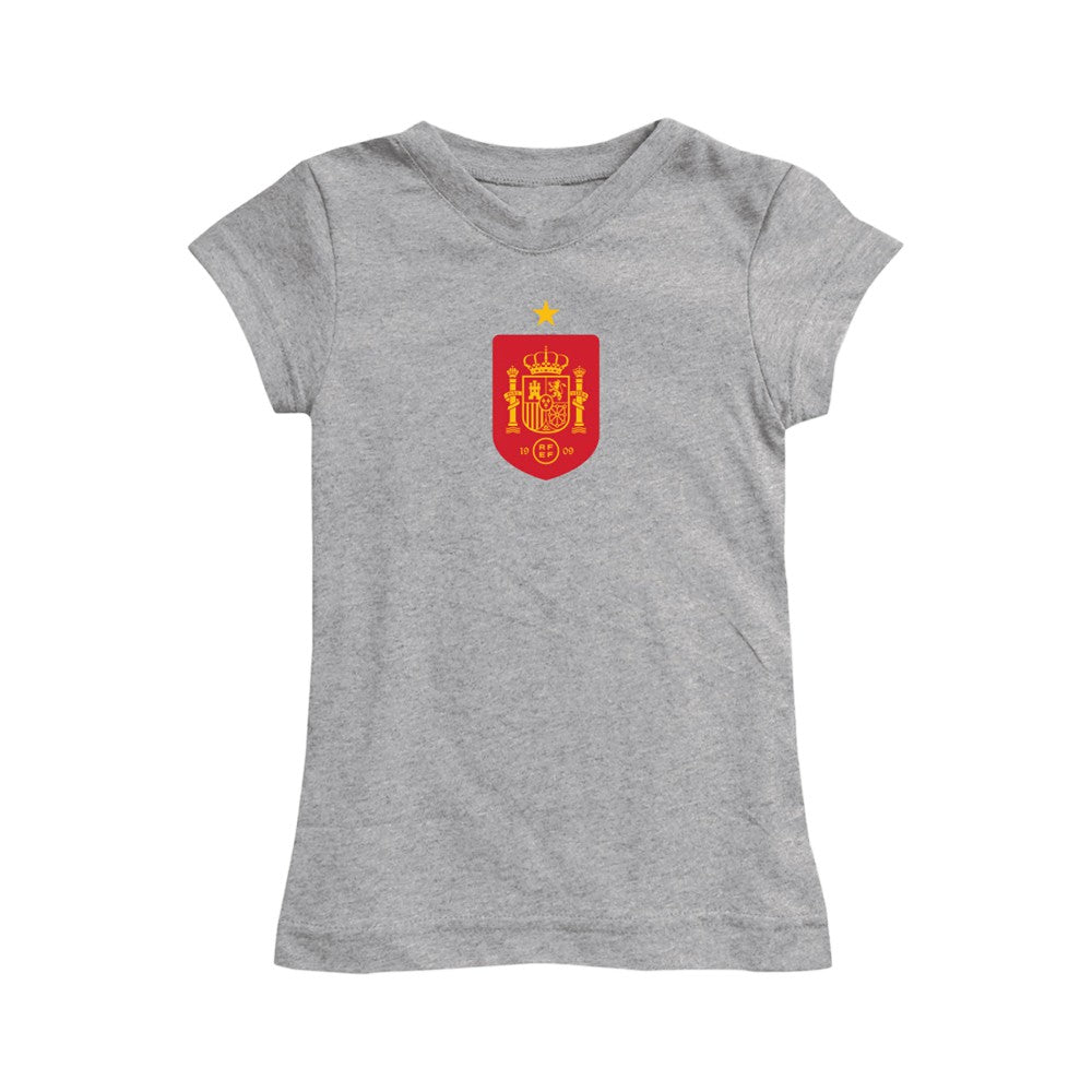 Spain National Team Vive La Fete Girls Youth Color Badge Fitted T-Shirt for sale - Gray