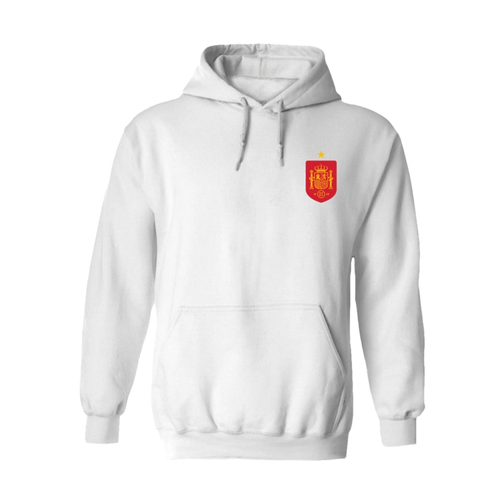 Spain National Team Vive La Fete Women's Color Badge Fleece Hoodie for sale - White