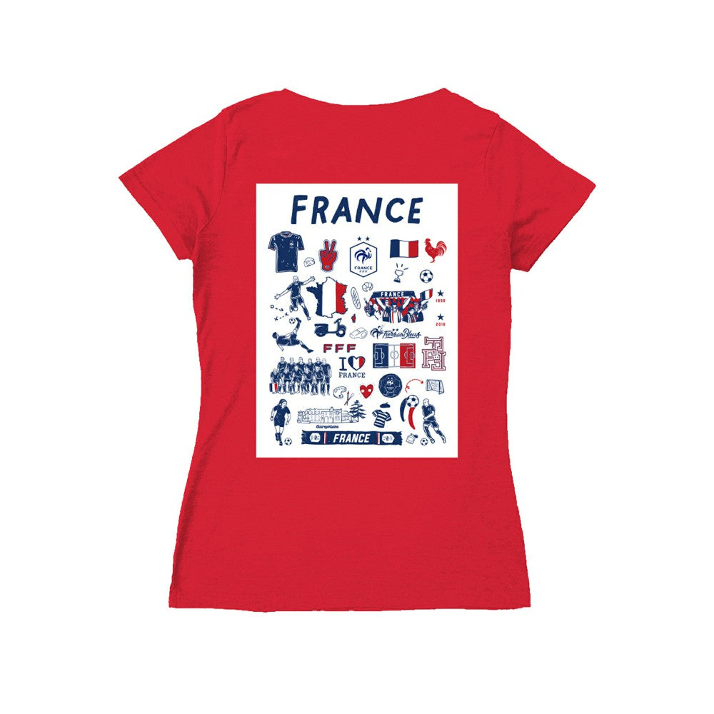 France National Team Vive La Fete Women's Impressions Artwork V-Neck Fitted T-Shirt for sale - Red