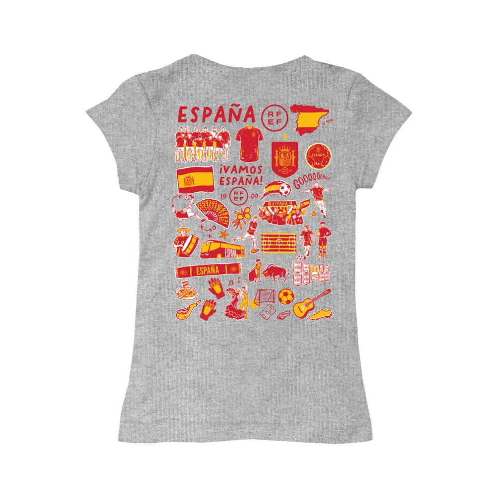 Spain National Team Vive La Fete Girls Youth Impressions Artwork Fitted T-Shirt for sale - Gray
