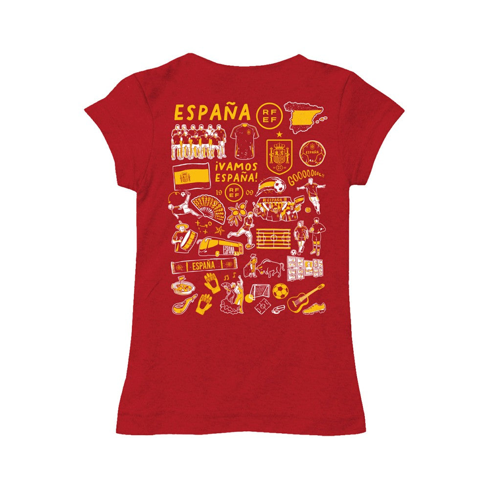 Spain National Team Vive La Fete Girls Youth Impressions Artwork Fitted T-Shirt for sale - Red